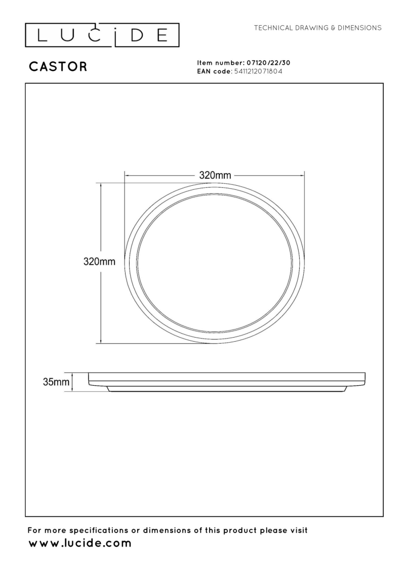 Lucide CASTOR - Flush ceiling light Indoor/Outdoor - Ø 32 cm - LED Dim. - CCT - 1x20W 2700K/6500K - IP44 - Rgb - Opal